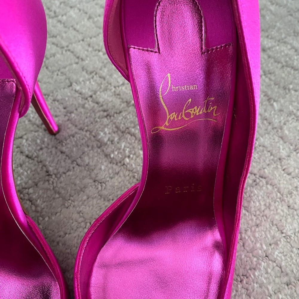 Christian Louboutin Holly Satin Pink Iriza Size 37 100mm